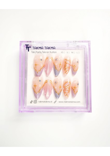 10'lu Ten Uzun Badem UBD1526 Tekrar Kullanılabilir El Yapımı Protez Takma Tırnak Ten Rengi-M fiyatları