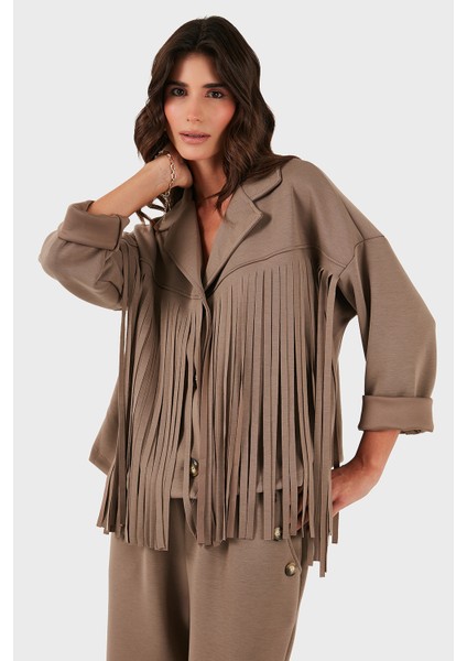 Via Dante Regular Fit Kruvaze Yaka Püsküllü Ceket Bayan Ceket 68821795 fırsatları