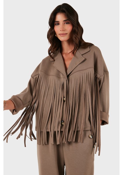 Via Dante Regular Fit Kruvaze Yaka Püsküllü Ceket Bayan Ceket 68821795 indirimleri