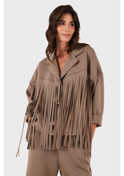 Via Dante Regular Fit Kruvaze Yaka Püsküllü Ceket Bayan Ceket 68821795