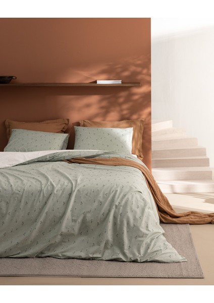 Afrodille Tek Kişilik %100 Pamuk Ranforce Baskılı Nevresim Takımı - Mint Yeşili