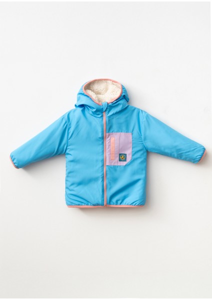 Kız Çocuk Polar Çift Taraflı Mont Mavi/lila P102 modelleri