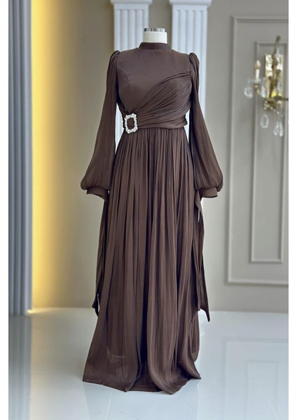 Hira Abiye Elbise Koyu Kahve