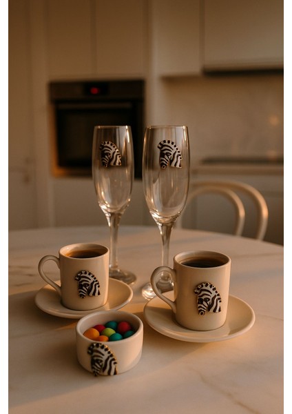 2 Li Zebralı Porselen Fincan Set modelleri