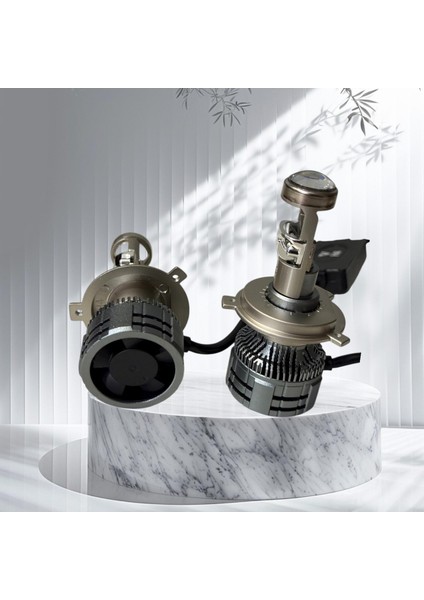 H4 Mercekli Mega 75WAT 22.000 Lümen LED Farled Zenon Garantili Mercekli H4 Profosyönel Güçlü Aydınlaltma