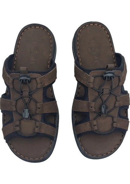 Erkek Deri Terlik 024-0043 - Kahve indirimleri