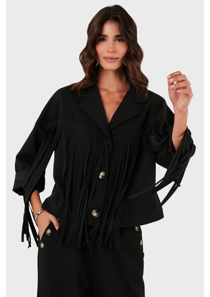 Via Dante Regular Fit Kruvaze Yaka Püsküllü Ceket Bayan Ceket 68821795 indirimleri