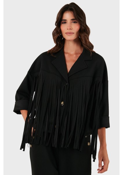 Via Dante Regular Fit Kruvaze Yaka Püsküllü Ceket Bayan Ceket 68821795