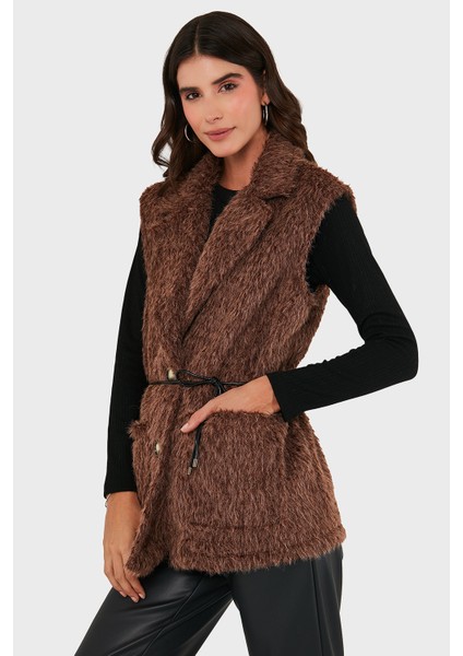 Via Dante Regular Fit Kruvaze Yaka Bağlama Detaylı Kürk Yelek Bayan Yelek 68821807 fırsatları