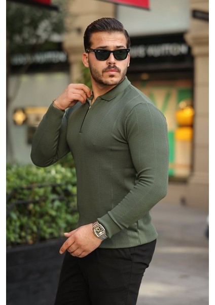 Erkek Pirinç Desenli Uzun Kollu Yakalı Triko indirimleri