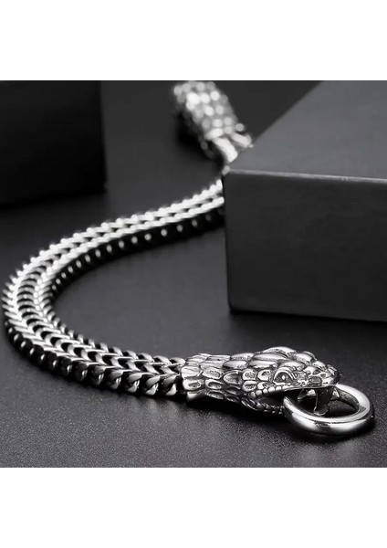 Silver Renk Yılan Başı Model Çinko Alaşım Bileklik indirimleri