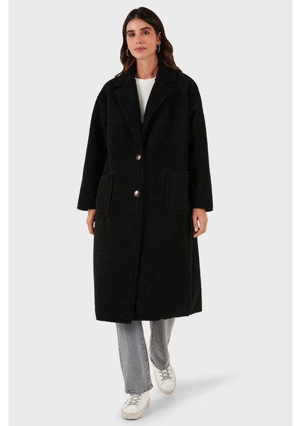 Via Dante Relaxed Fit Kruvaze Yaka Düğmeli Uzun Kaban Bayan Kaban 68821012 fırsatları