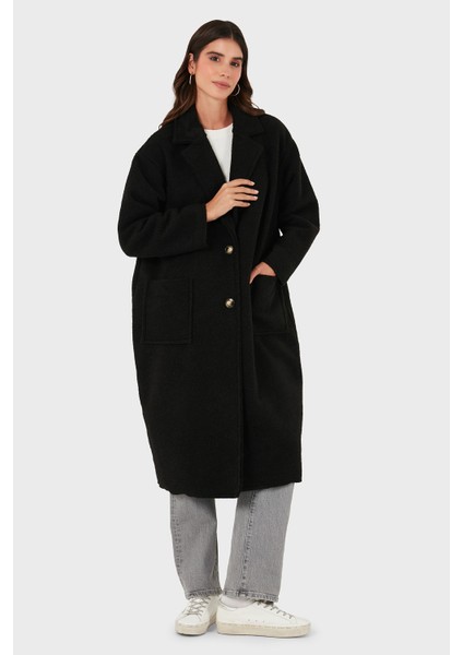 Via Dante Relaxed Fit Kruvaze Yaka Düğmeli Uzun Kaban Bayan Kaban 68821012 indirimleri