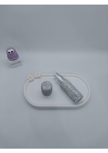 Parıldayan Elmas Işlemeli Mini Doldurulabilir Parfüm Şişesi 10 ml (Gümüş)