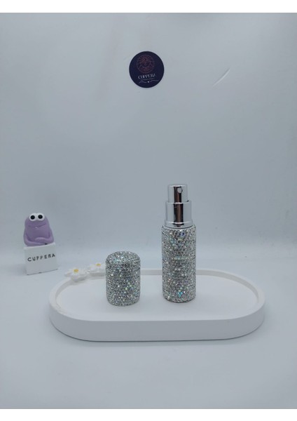 Parıldayan Elmas Işlemeli Mini Doldurulabilir Parfüm Şişesi 10 ml (Gümüş)