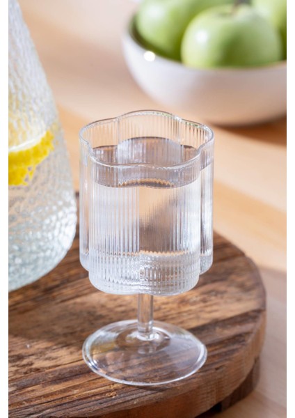 Daisy 210 ml Ayaklı Cam Bardak / Şık Şeffaf Tekli Su ve Meşrubat Bardağı (12 Cm)
