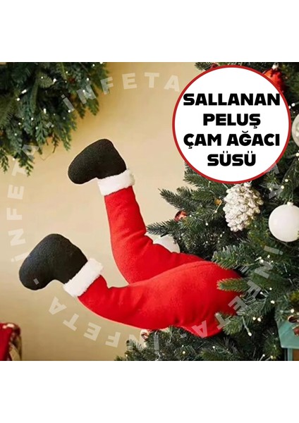 Hareketli Yılbaşı Ağaç Süsü Dekoru Sallanan Peluş Ayaklar Çam Ağacı Süsü