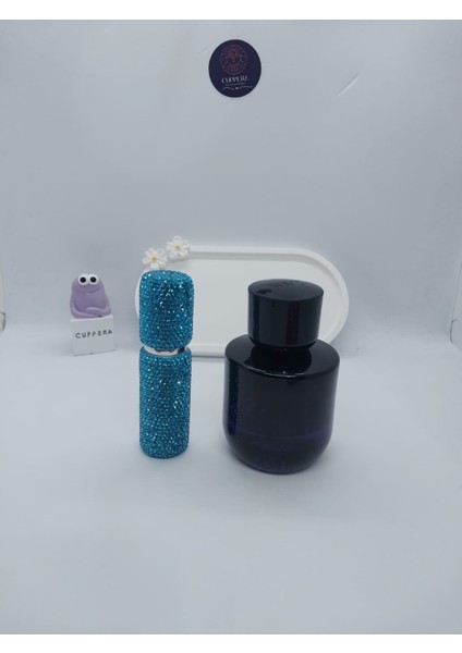 Parıldayan Elmas Işlemeli Mini Doldurulabilir Parfüm Şişesi 10 ml (Mavi) fırsatları