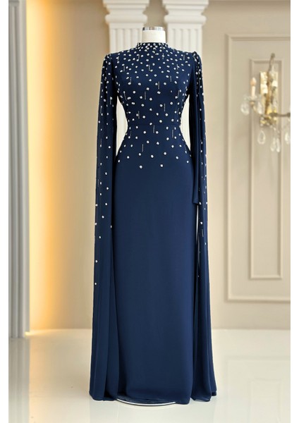 Afra Abiye Elbise Lacivert