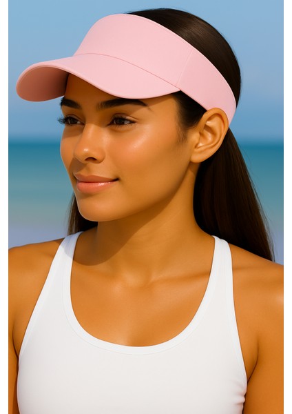Arkası Ayarlanabilir Cırtlı Uzatmalı Üstü Açık Vizör Şapka Tenis Şapkası