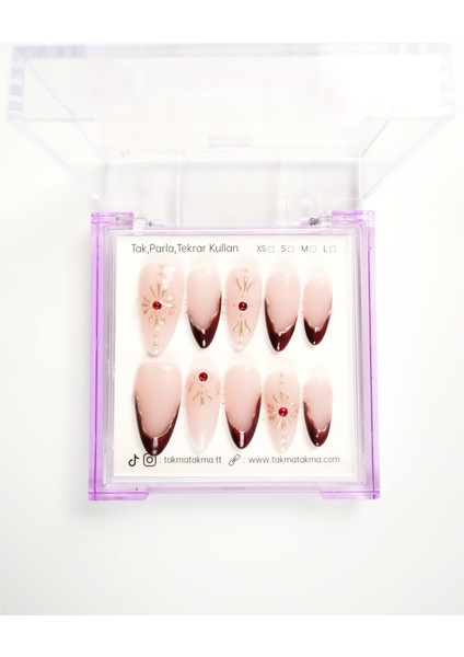 10'lu Ten Uzun Badem UBD1527 Tekrar Kullanılabilir El Yapımı Protez Takma Tırnak Ten Rengi-M modelleri