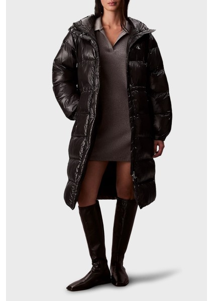 Kapitoneli Relaxed Fit Kapüşonlu Uzun Şişme Mont LV047D506GUB1 Bayan Mont LV047D506G Ub1