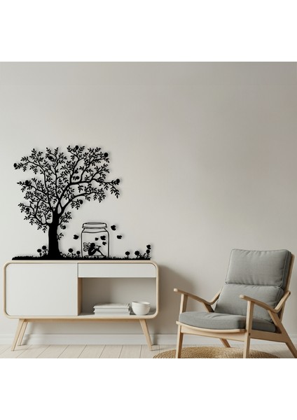 Çiçekler, Kelebekler ve Peri Kızı Temalı Ahşap Duvar Tablosu fiyatları