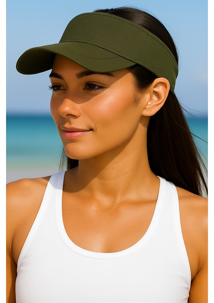 Arkası Ayarlanabilir Cırtlı Uzatmalı Üstü Açık Vizör Şapka Tenis Şapkası