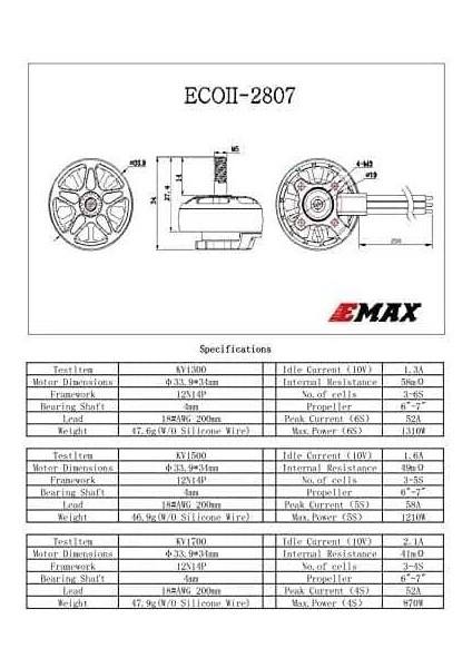 Emax Eco Iı 2807 4s 1700KV Fırçasız Motor (Fpv Racing Rc Drone Için Kullanılabilir) indirimleri