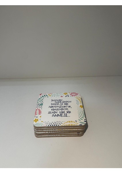 Dekoratif Bardak Altlığı 6'lı Anne modelleri