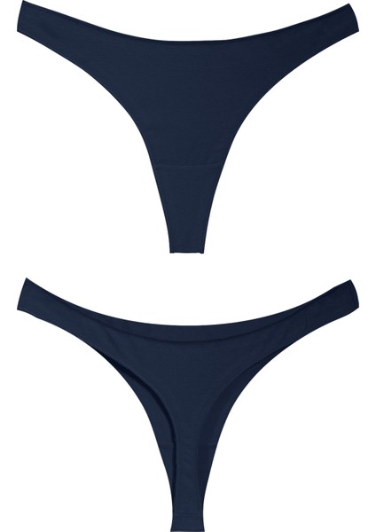 , Pamuklu Basic Tanga Külot, 4'lü Paket, Chiloti, 2 Gri+2 Lacivert, Minimal Şıklık