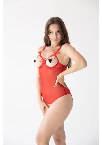Göğsü ve Arkası Açık Kırmızı Fantazi Babydoll Gecelik TM1292 modelleri
