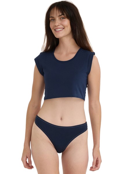 , Pamuklu Basic Tanga Külot, 4'lü Paket, Chiloti, 4'lü Lacivert, Günlük Kullanım modelleri