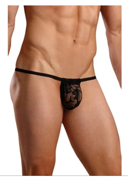 Dodes Fantazi Siyah Dantelli Erkek Iç Çamaşırı String Tanga TG274582