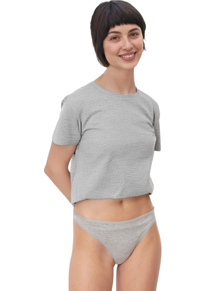 , Pamuklu Basic Tanga Külot, 4'lü Paket, Chiloti, 4'lü Gri, Rahat ve Şık modelleri