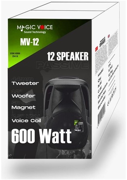 Mv-12 600 Watt 12'' 2-Yollu Pasif Kabin Hoparlör fırsatları