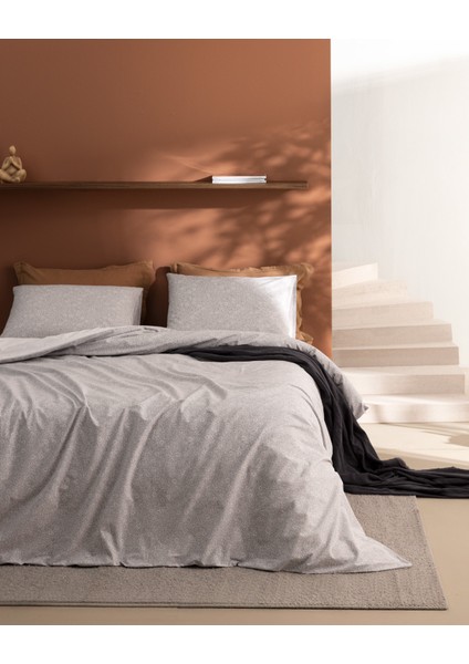 Alida Tek Kişilik %100 Pamuk Ranforce Baskılı Nevresim Takımı - Gri