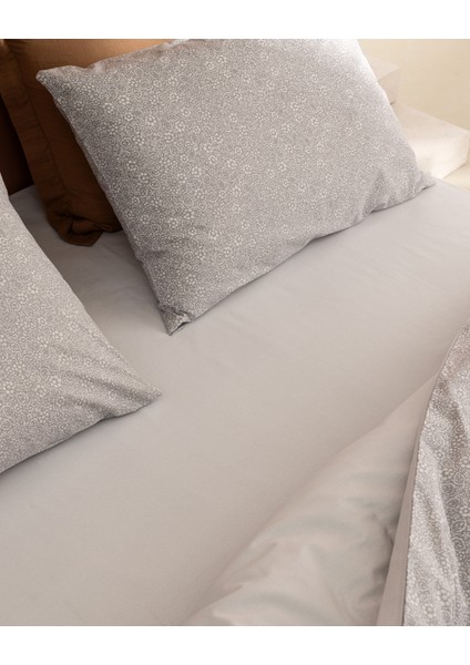 Alida Tek Kişilik %100 Pamuk Ranforce Baskılı Nevresim Takımı - Gri