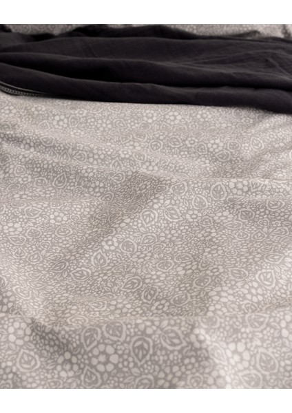 Alida Tek Kişilik %100 Pamuk Ranforce Baskılı Nevresim Takımı - Gri