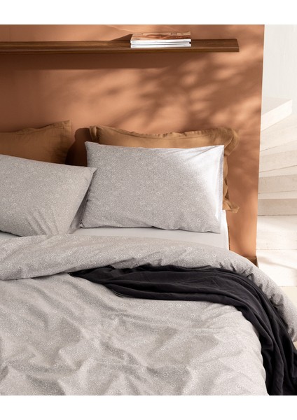 Alida Tek Kişilik %100 Pamuk Ranforce Baskılı Nevresim Takımı - Gri