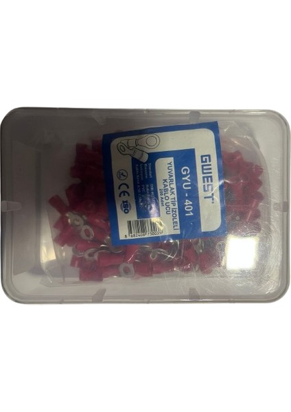 Yuvarlak Tip Izoleli Kablo Ucu GYU-401 Kırmızı Adet 200