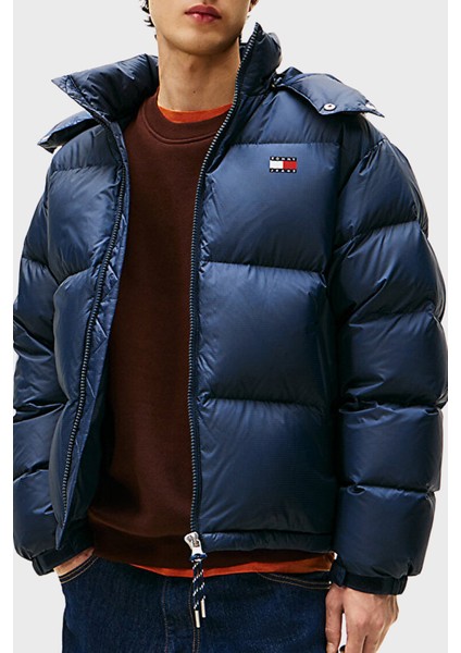 Relaxed Fit Çıkarılabilir Kapüşonlu Su Itici Şişme Mont Erkek Mont DM0DM22036 C1G