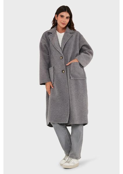 Via Dante Relaxed Fit Kruvaze Yaka Düğmeli Uzun Kaban Bayan Kaban 68821012 fiyatları