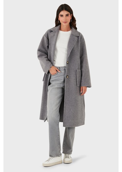 Via Dante Relaxed Fit Kruvaze Yaka Düğmeli Uzun Kaban Bayan Kaban 68821012 indirimleri