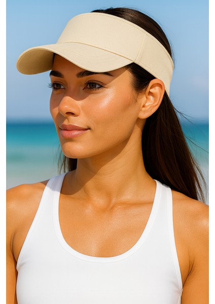 Arkası Ayarlanabilir Cırtlı Uzatmalı Üstü Açık Vizör Şapka Tenis Şapkası