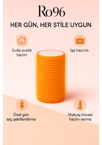 RO96 8'li Kendinden Yapışan Bigudi Seti – Turuncu Orta Boy Saç Bigudisi fırsatları