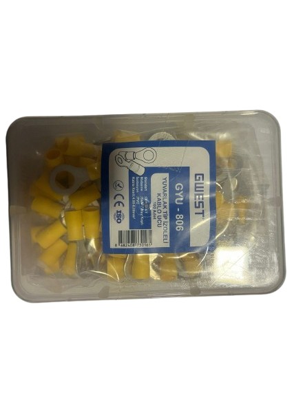 Yuvarlak Tip Izoleli Kablo Ucu GYU-806 Sarı Adet 100