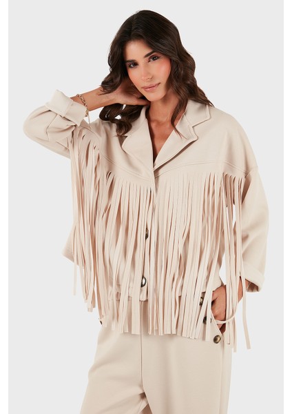 Via Dante Regular Fit Kruvaze Yaka Püsküllü Ceket Bayan Ceket 68821795