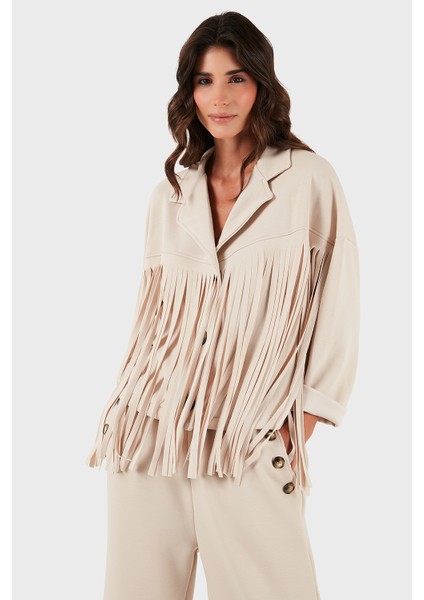 Via Dante Regular Fit Kruvaze Yaka Püsküllü Ceket Bayan Ceket 68821795