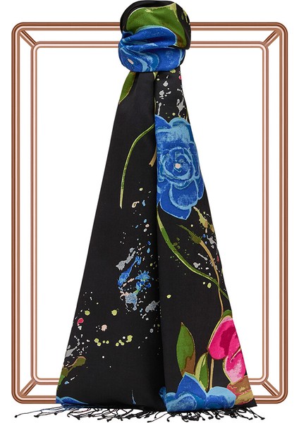 Yaz Bahçesi Desenli Ipek Şal